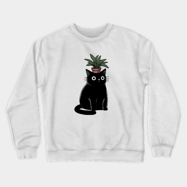 Cat Plant Head Crewneck Sweatshirt by katzura